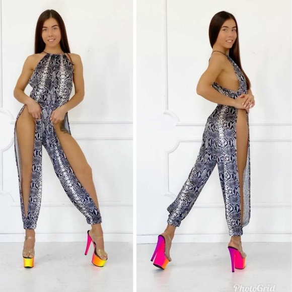 New very sexy snake print overalls for pole , exotic , club and strip dance - Picture 1 of 3